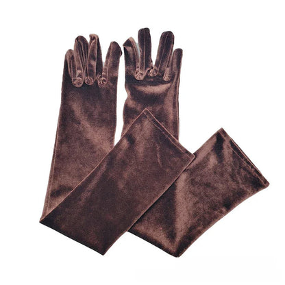 Velvet Ladies Warm Long Retro Dance Stage Etiquette Winter Christmas Gloves