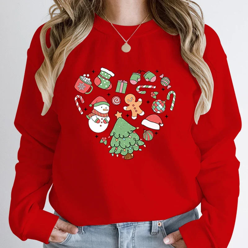 Heart Tree Snowman Christmas Hoodie