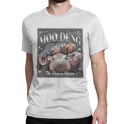 Gift Idea Pure Cotton Cute Famous Baby Hippo Leisure Short Sleeve Men Women Moo Deng