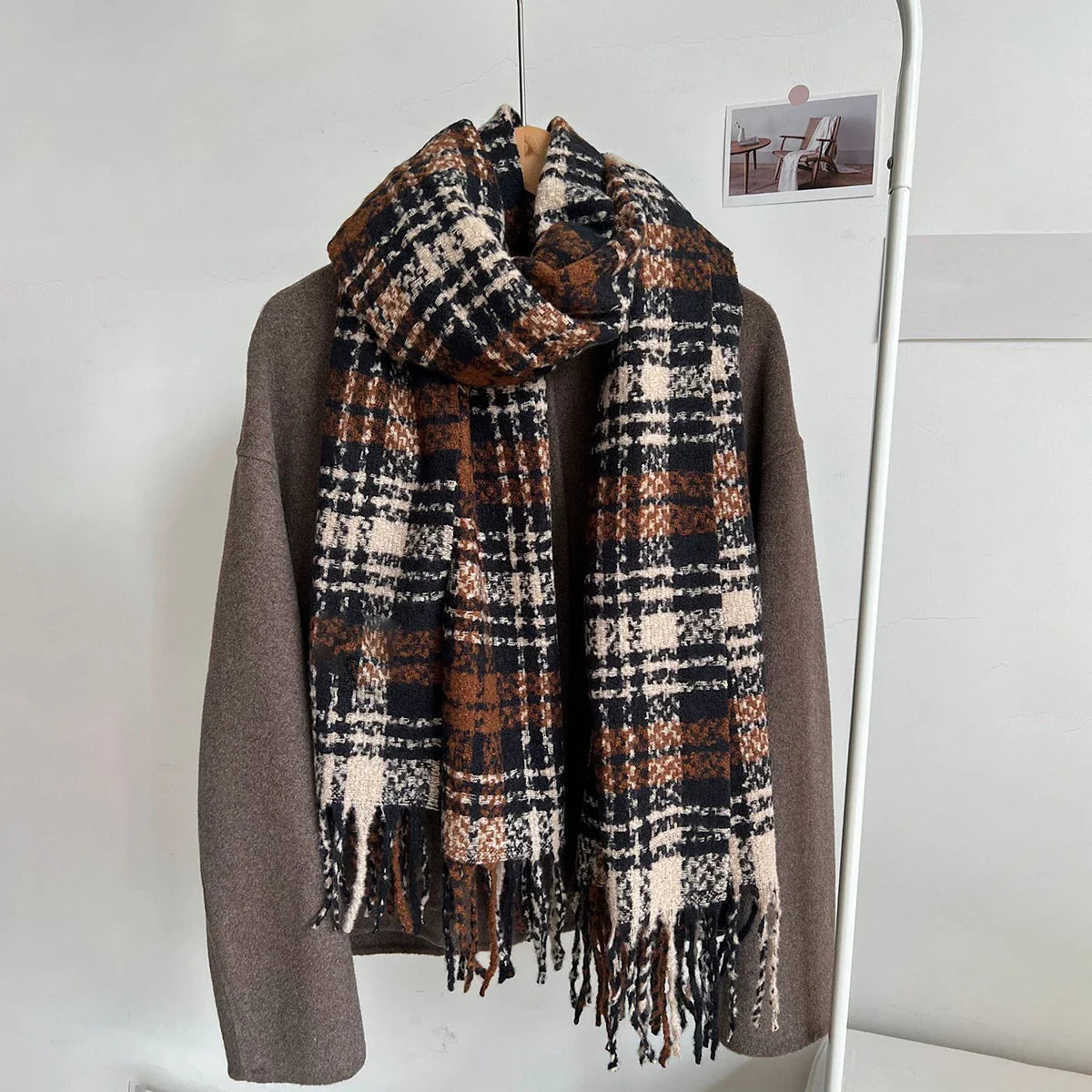 Luxury Plaid Cashmere Long Bandana Pashmina Scarf for Women