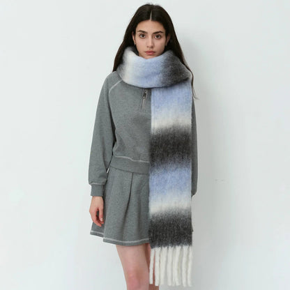 Warm Gradient Color Wool Winter Scarf