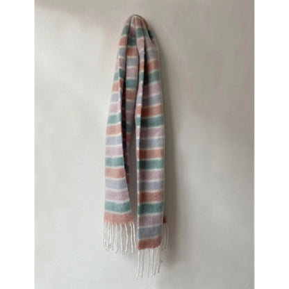 Rainbow Striped Thick Muffler Scarf for Autumn/Winter Warmth