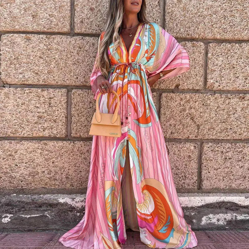 Amy Fashion - Summer Elegant Gorgeous Printing Long Party Boho Dress