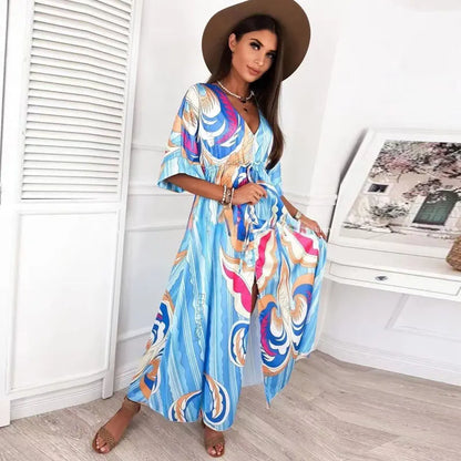 Amy Fashion - Summer Elegant Gorgeous Printing Long Party Boho Dress