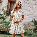 Amy Fashion - V Neck Short Sleeve Loose Chic Printed Dresses