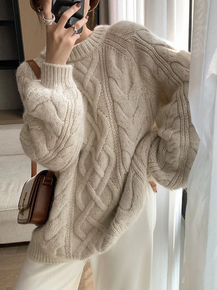 Fashion Tops 2024 Women Autumn Winter Loose Long Sleeve Oversized Stylish Cozy Trendy Chic Sweater