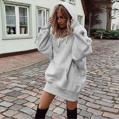 Fashion Trend Ladies Solid Color Loose Long Sleeve Thickened Hoodies