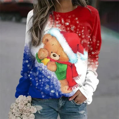 Casual Loose Round Neck Christmas Tree Hoodie for Autumn/Winter Outdoor Wear