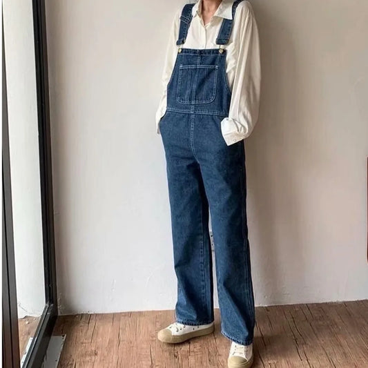 Amy Fashion - Denim Jumpsuits Blue Vintage Quality Fashion Women Pant Woman High Waist Denim Pants Wide Leg Jean