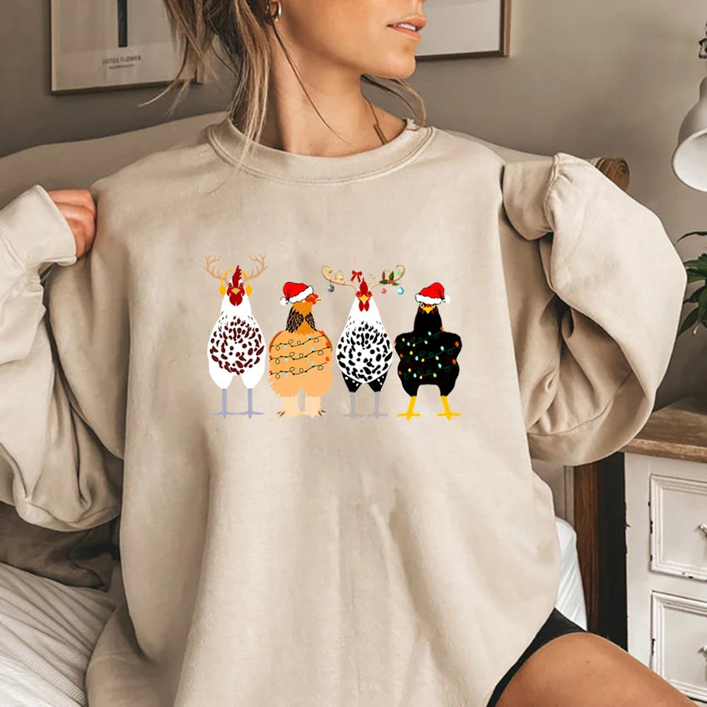 Funny Chickens Hoodie - Cute Animal Gift for Farmer - Country Farm Christmas Present