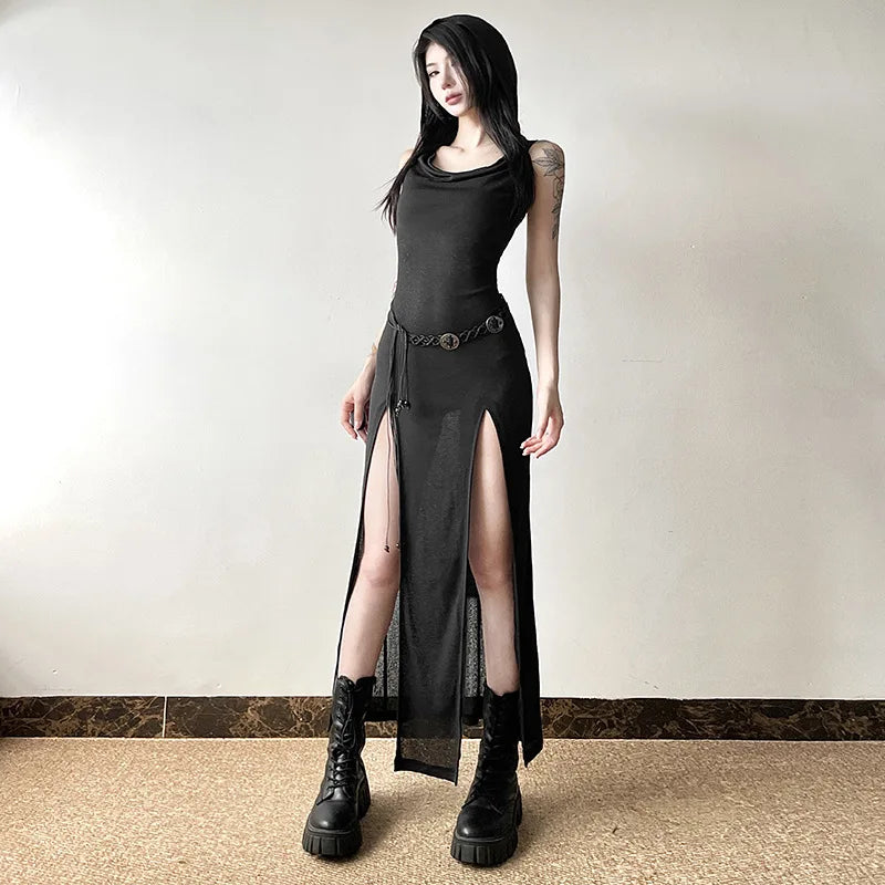 Shoulder Dress Sleeve Split Neck Long Stretch Ruffles French Off Elegant Slash Chic Gothic Slim Sexy Summer