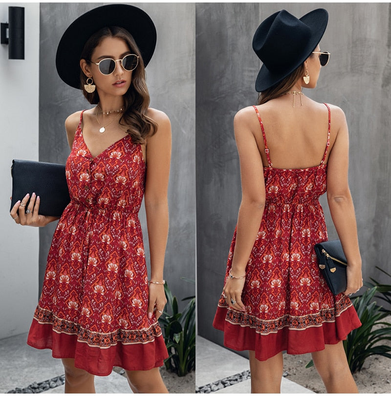 Amy Fashion - Short Backless Slip Elastic Waist Sleeveless Dresses