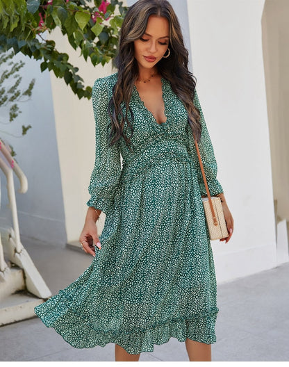 Amy Fashion - Casual Butterfly Sleeve High Waist Chiffon Chic Dress