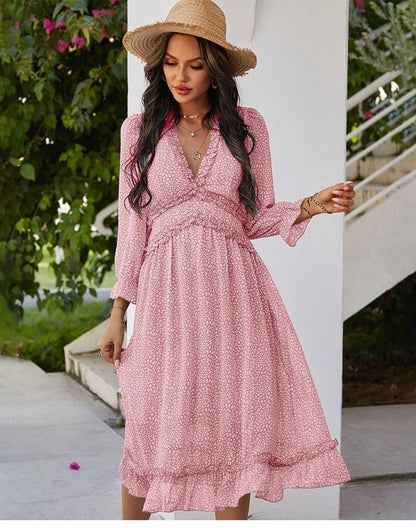 Amy Fashion - Casual Butterfly Sleeve High Waist Chiffon Chic Dress