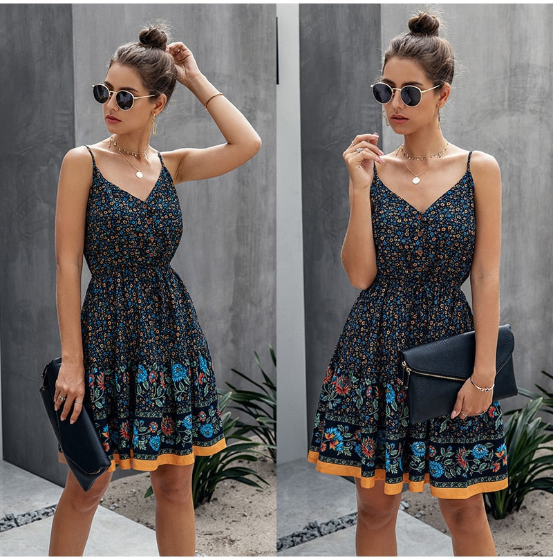 Amy Fashion - Short Backless Slip Elastic Waist Sleeveless Dresses