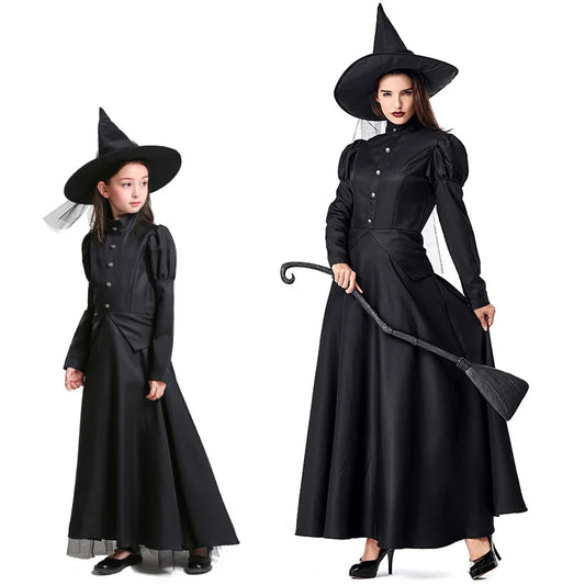 Costume Wicked Halloween Black Full Deluxe Adult Length Wizard Dress Witch Children