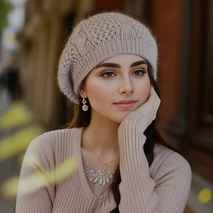 Knitted Wool Rabbit Hair Headband Winter Hat