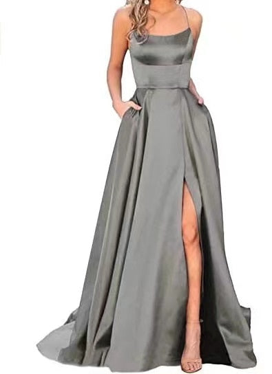 Amy Fashion - Velvet One Shoulder Formal Party Gown Long Maxi Dress