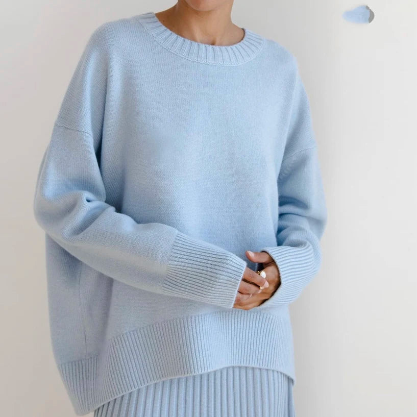 Oversized Cashmere Autumn Winter Women Fashion Basic Knitted Pullover Soft Loose Casual Sweater