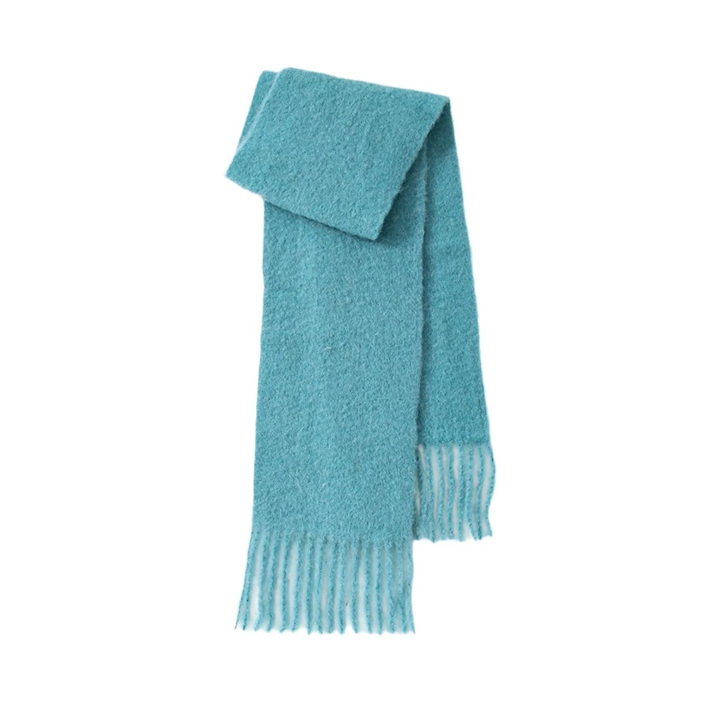 80% Wool Blend Solid Color Tassel Scarf for Women - Autumn Winter Collection