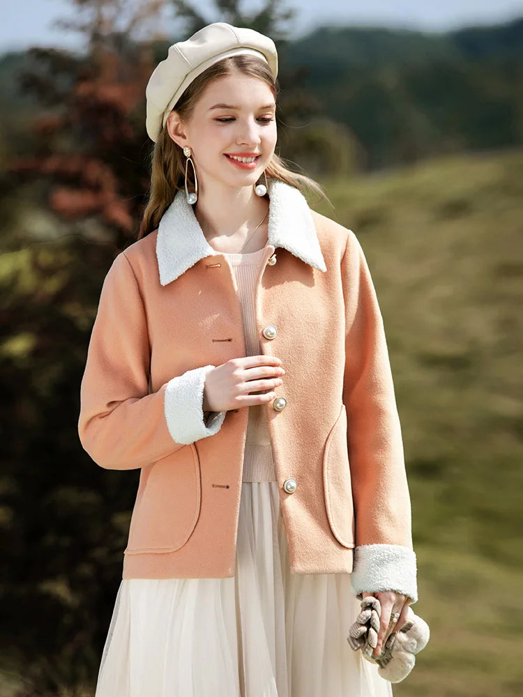 Cashmere Autumn Winter Single Breasted Short Woolen Office Lady Coat