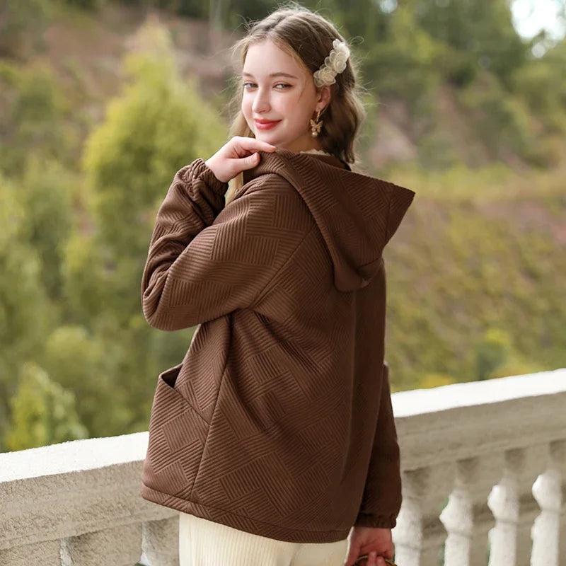 Hooded Twill Padded Thick Winter Warm Loose Vintage Quality Lady Coat