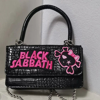 Black Harajuku Y2k Gothic Casual Punk Vintage Handle Chain Crossbody Bag