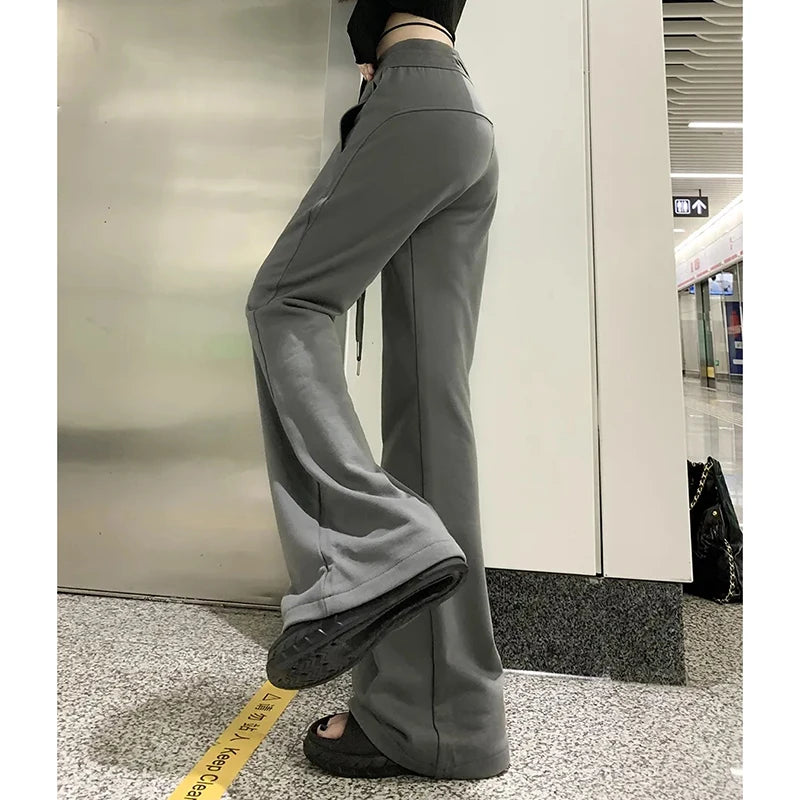 Micro Flare Draping Slim High-Waisted Loose Casual Pants