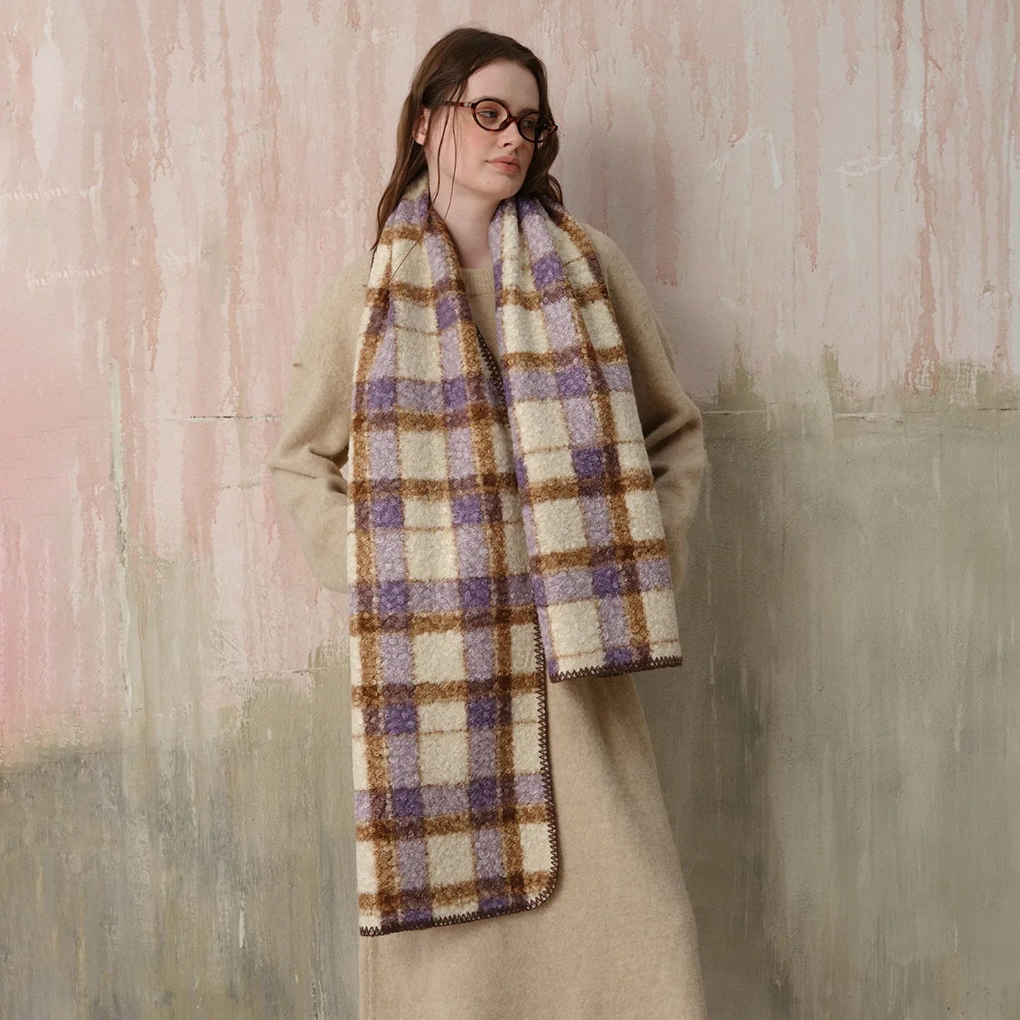 Scottish Woolen Plaid Scarf for Women - Autumn/Winter Shawl