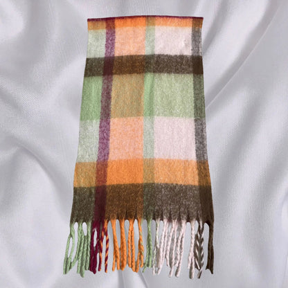 Elegant Minimalist Plaid Long Shawl Thickened Warm Scarf for Women