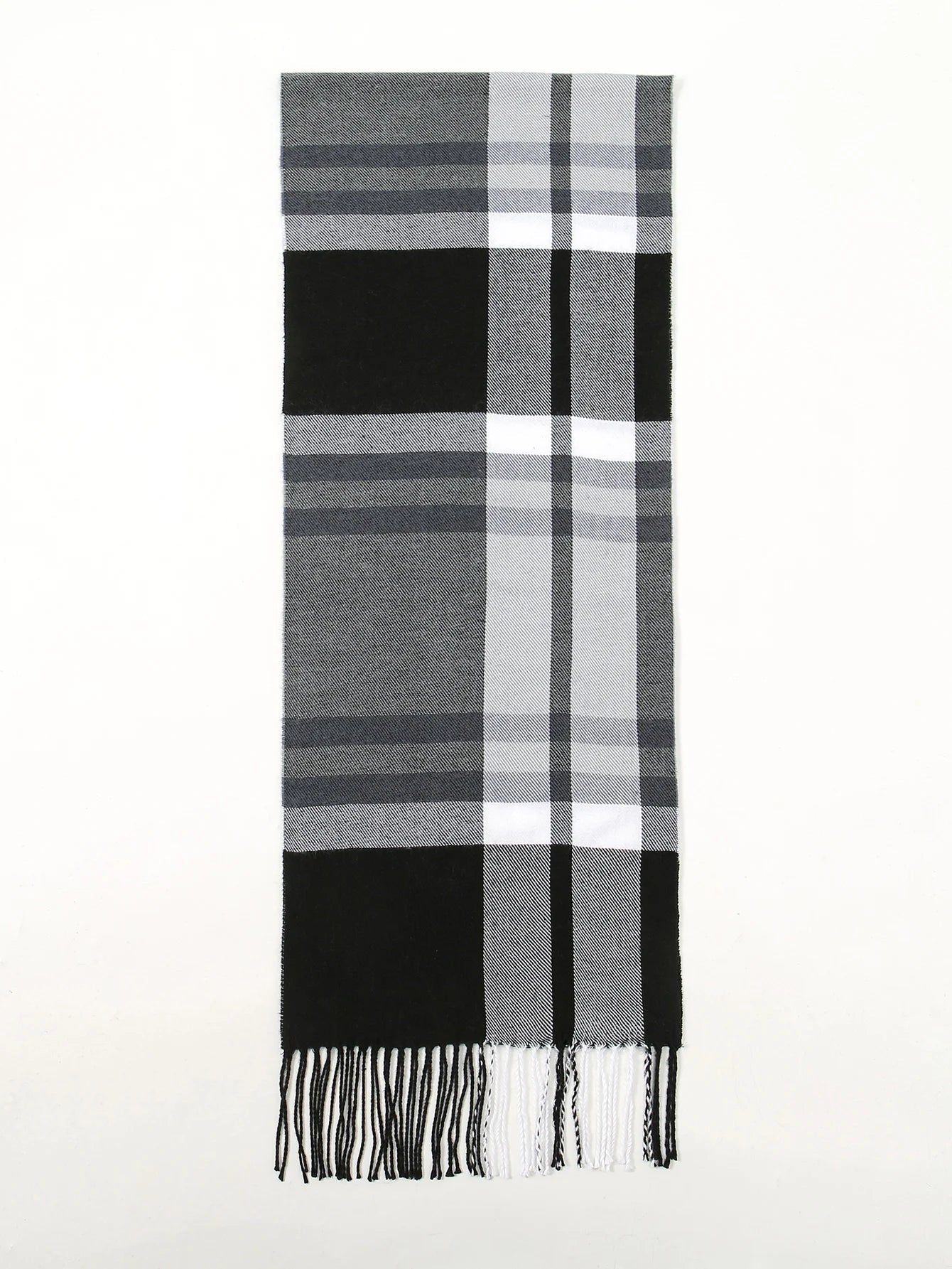 Plaid Print Cashmere Winter Pashmina Scarf with Tassels