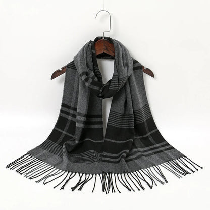 Plaid Print Cashmere Winter Pashmina Scarf with Tassels