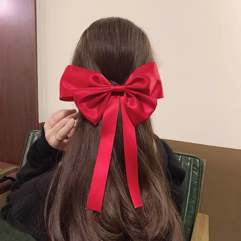 Korean Fashion Black Ribbon Bow Tie Christmas Hair Accessory