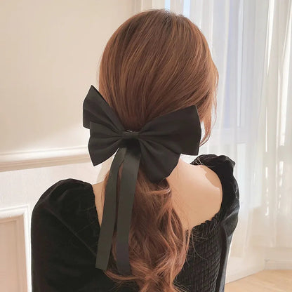 Korean Fashion Black Ribbon Bow Tie Christmas Hair Accessory