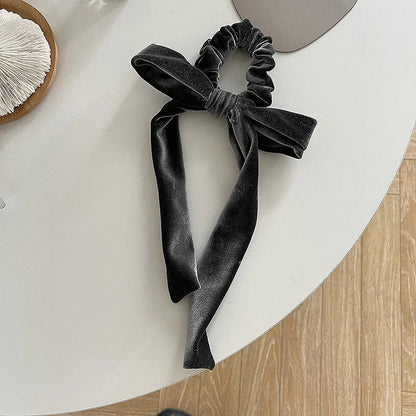 Velvet Long Ribbon Soft Elastic Bow Hair Accessory for Christmas