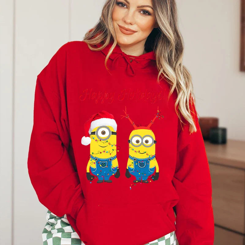 Merry Minions Plus Velvet Christmas Hoodie