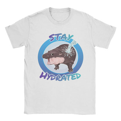 New Arrival Pure Cotton Baby Hippo Stay Hydrated Men Women Tee Shirt Clothing Moo Deng