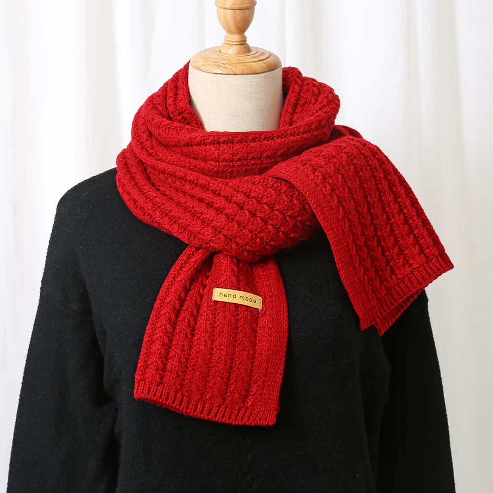 Thick Knitted Cashmere Lady Korean Style Winter Scarf