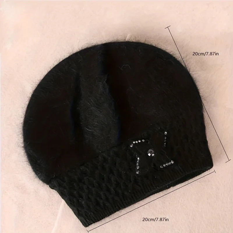 Rabbit Hair Ear Protection Knitted Woolen Beret Hat