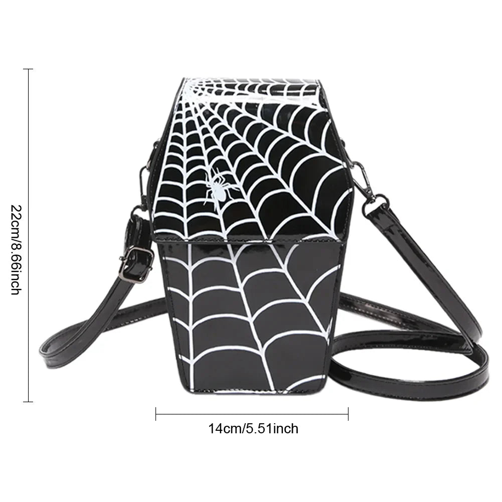 Spider PU Shape Sling Coffin Halloween Web Bag Leather Gothic Novelty