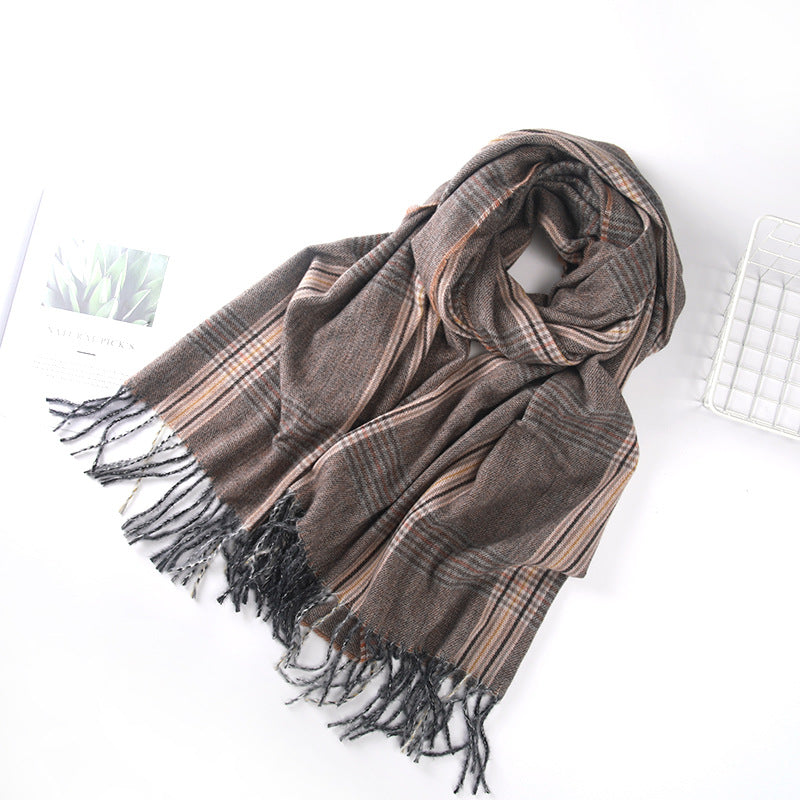 New Autumn Winter Tassel Fringe Plaid Retro Women's Scarf