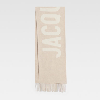 2024 New Wool Letter Jacquard Logo Fringe Unisex Warm Scarf