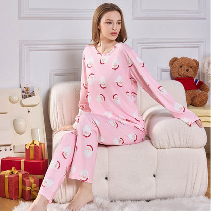 Christmas New Year Milk Silk Two-Piece Homewear Suit