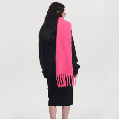 New Fashion Thick Warm Two-Tone Cozy Fringe Stylish Scarf