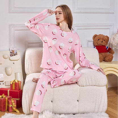 Christmas New Year Milk Silk Two-Piece Homewear Suit