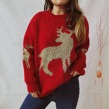 Chic O-Neck Long Sleeve Knitted Christmas Sweater