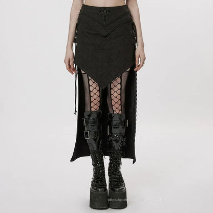 Women's Asymmetrical Skirt Dark A-shaped Style Jacquard Sexy Gothic Long Personality Design