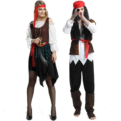 Carnival Jack Costume Sparrow Pirates Captain Halloween Cosplay Caribbean