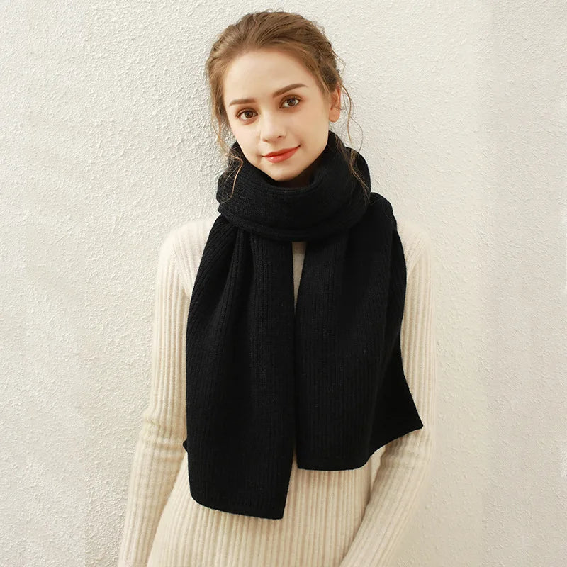 Cashmere Rib Knit Winter Scarf - Long Muffler for Women