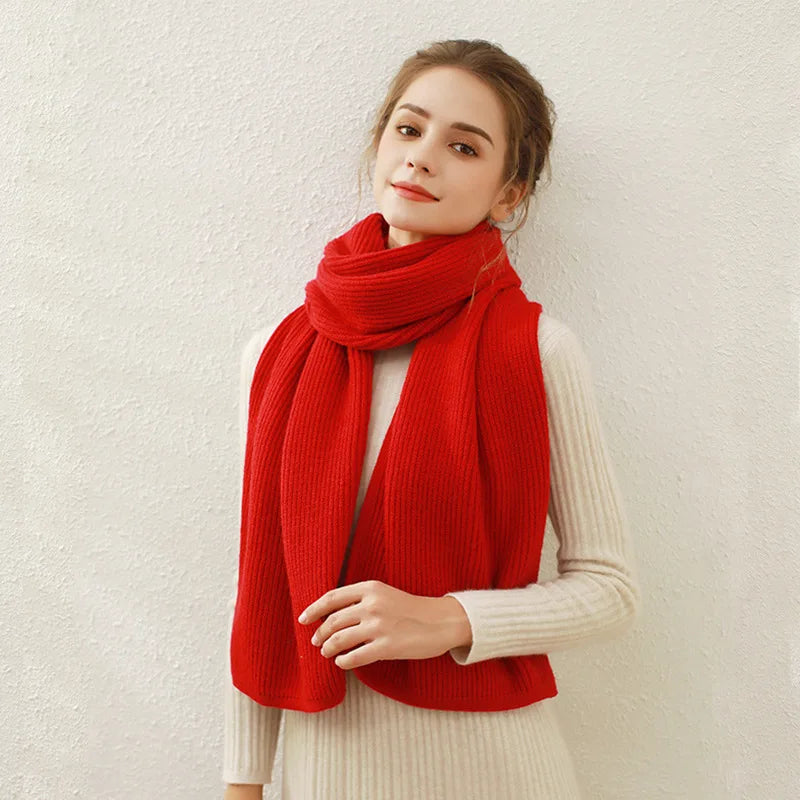 Cashmere Rib Knit Winter Scarf - Long Muffler for Women